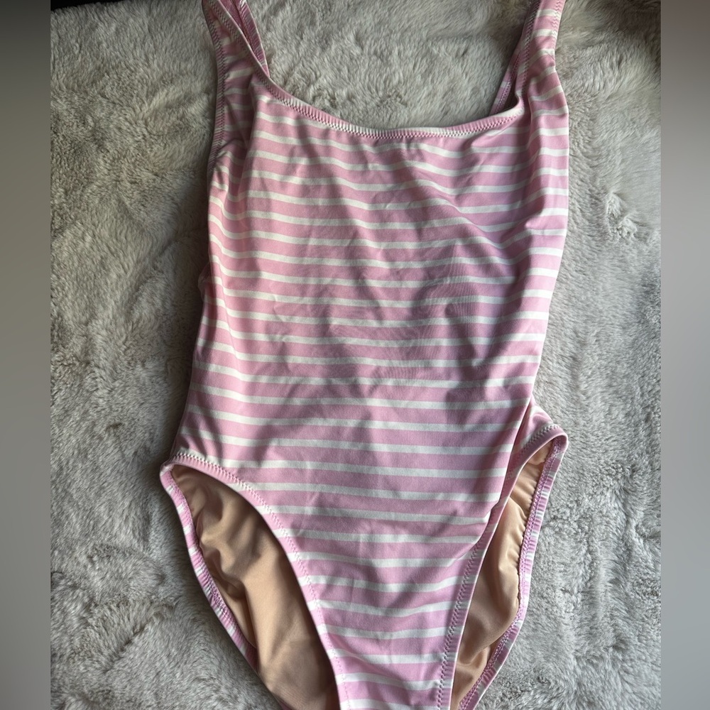 J.crew Pink & White Striped One-Piece Swimsuit